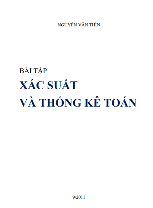 Tài Liệu Số Bài Tập Xác Suất Và Thống Kê Toán