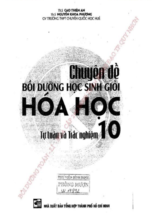 Tài Liệu Số Chuyên Đề Bồi Dưỡng Học Sinh Giỏi Hóa Học Lớp 10 Tự Luận Và Trắc Nghiệm