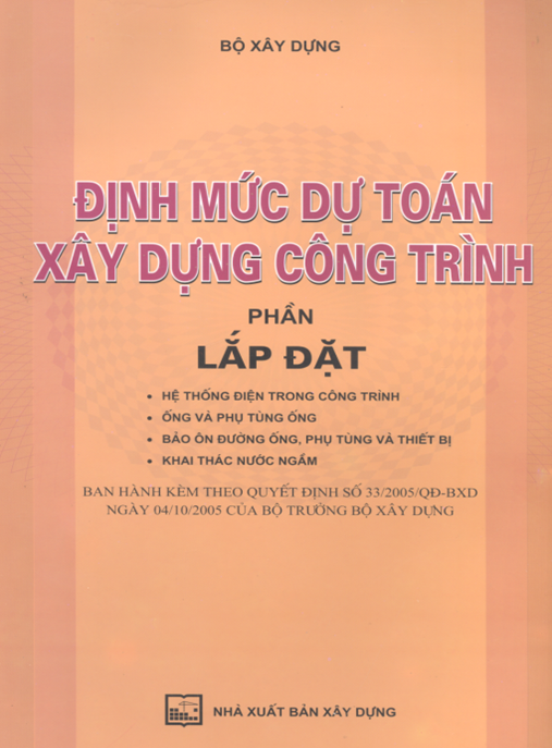 Tài Liệu Số Định Mức Dự Toán Xây Dựng Công Trình – Phần Lắp Đặt