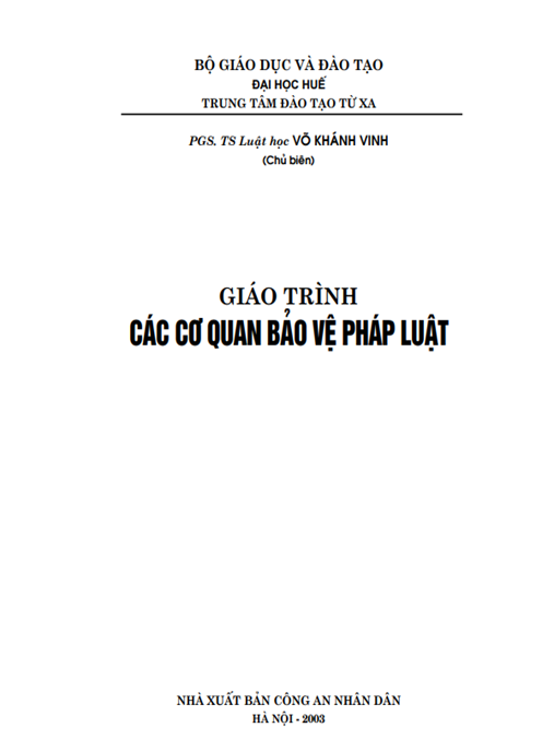 Tài Liệu Số Giáo Trình Các Cơ Quan Bảo Vệ Pháp Luật