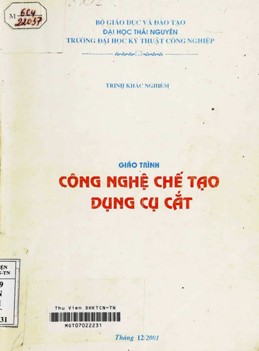 Tài Liệu Số Giáo Trình Công Nghệ Chế Tạo Dụng Cụ Cắt