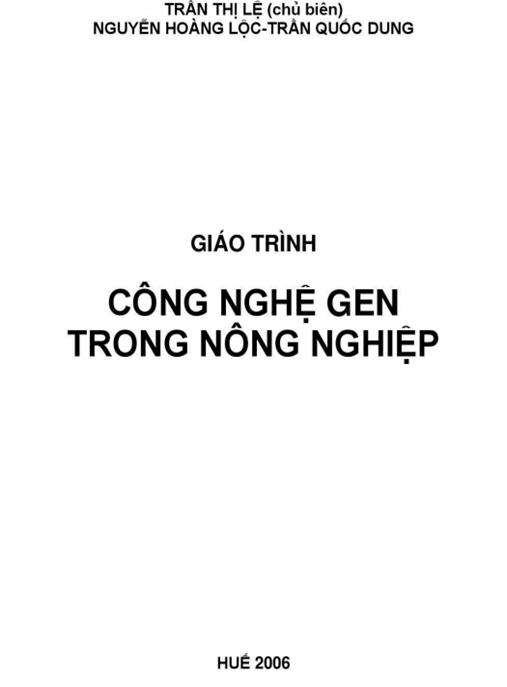 Tài Liệu Số Giáo Trình Công Nghệ Gen Trong Nông Nghiệp