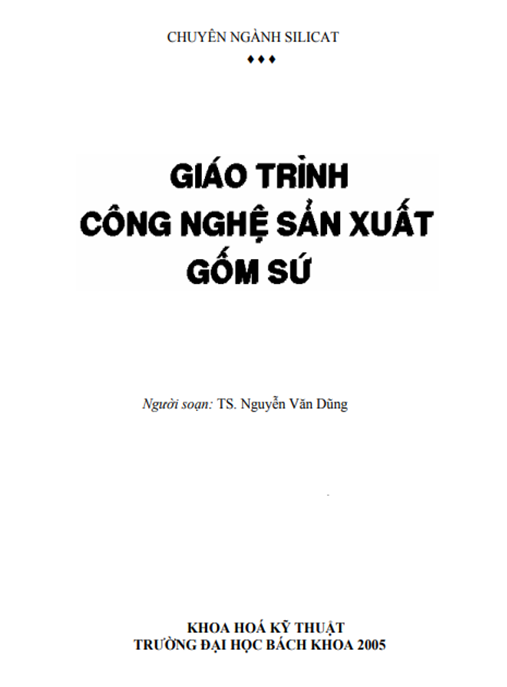 Tài Liệu Số Giáo Trình Công Nghệ Sản Xuất Gốm Sứ