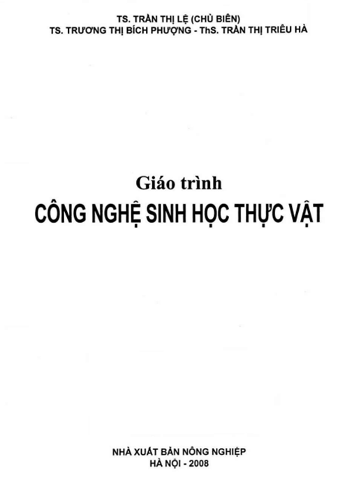 Tài Liệu Số Giáo Trình Công Nghệ Sinh Học Thực Vật