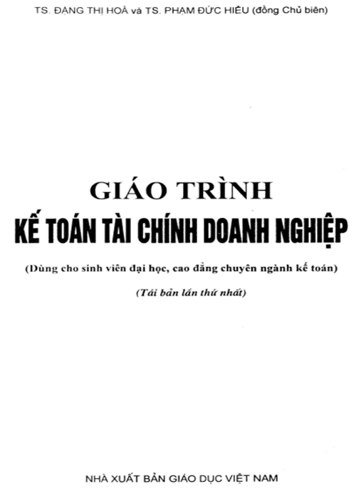 Tài Liệu Số Giáo Trình Kế Toán Tài Chính Doanh Nghiệp