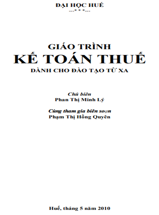 Tài Liệu Số Giáo Trình Kế Toán Thuế