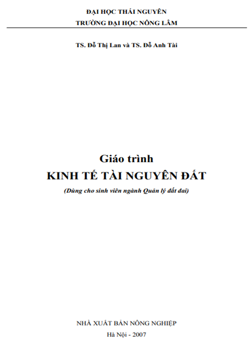 Tài Liệu Số Giáo Trình Kinh Tế Tài Nguyên Đất