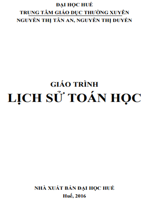 Tài Liệu Số Giáo Trình Lịch Sử Toán Học