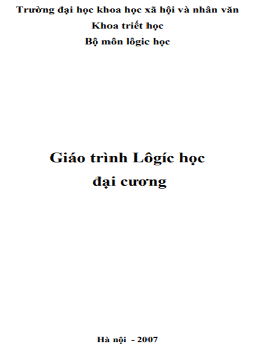 Tài Liệu Số Giáo Trình Lôgíc Học Đại Cương