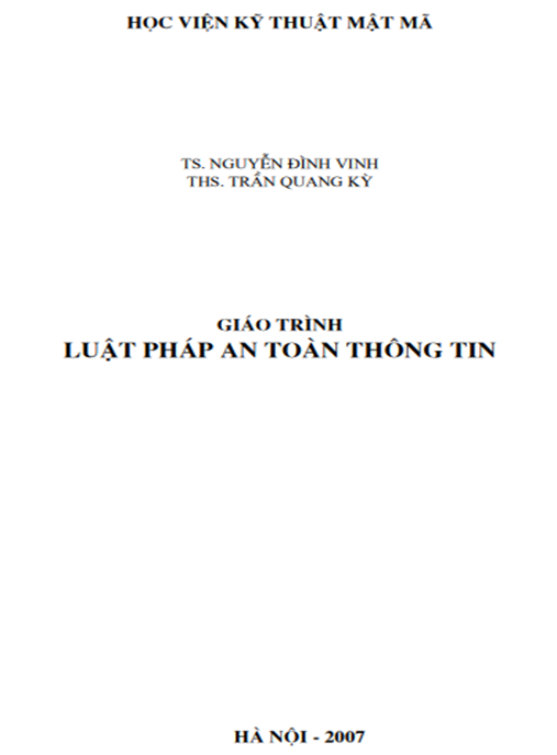 Tài Liệu Số Giáo Trình Luật Pháp An Toàn Thông Tin