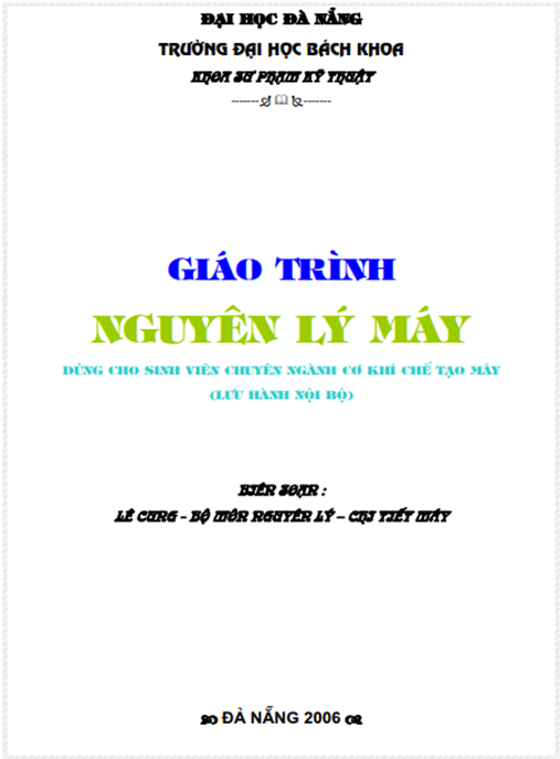 Tài Liệu Số Giáo Trình Nguyên Lý Máy
