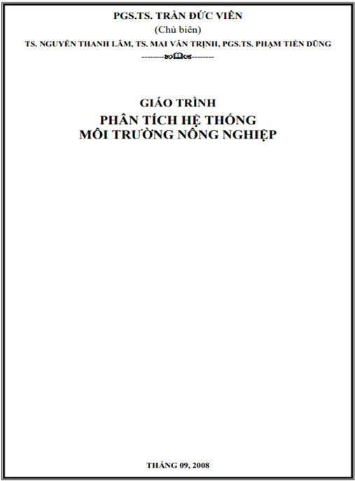 Tài Liệu Số Giáo Trình Phân Tích Hệ Thống Môi Trường Nông Nghiệp