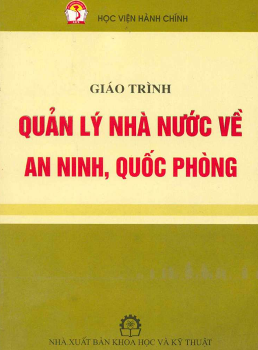 Tài Liệu Số Giáo Trình Quản Lý Nhà Nước Về An Ninh Quốc Phòng