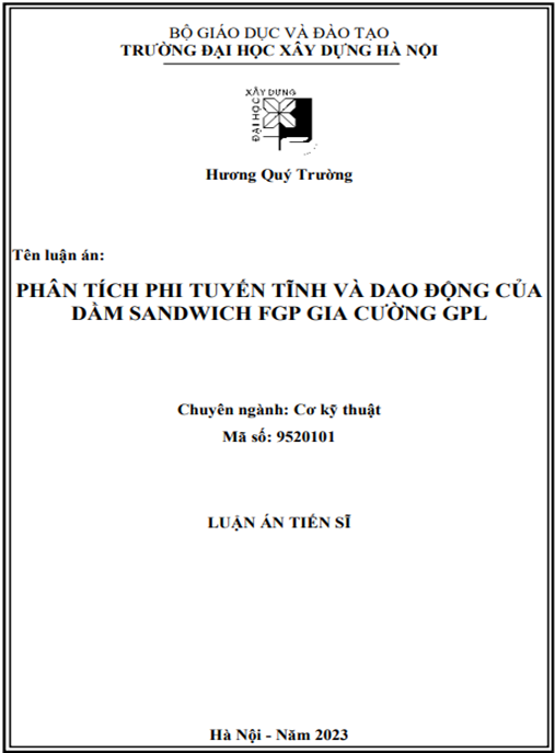 Luận án Phân tích phi tuyến tĩnh và dao động của dầm sandwich FGP gia cường GPL