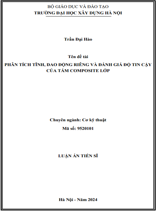 Luận án Phân tích tĩnh, dao động riêng và đánh giá độ tin cậy của tấm composite lớp