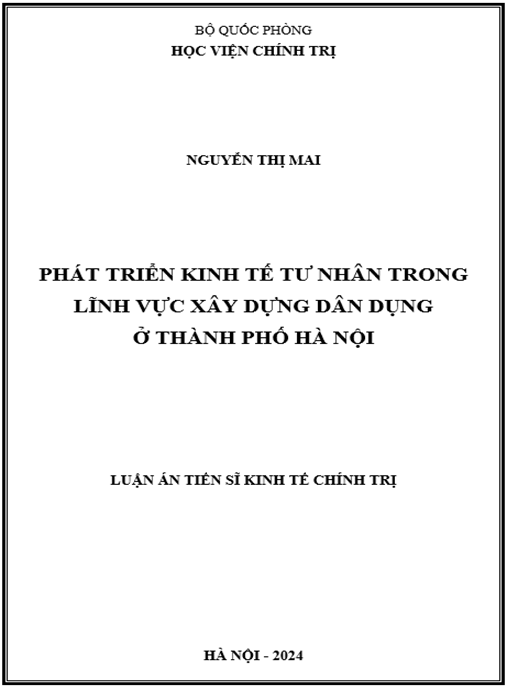 Luận án Phát triển kinh tế tư nhân trong lĩnh vực xây dựng dân dụng ở thành phố Hà Nội