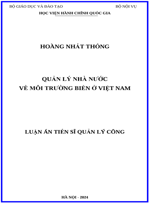 Luận án Quản lý nhà nước về môi trường biển ở Việt Nam