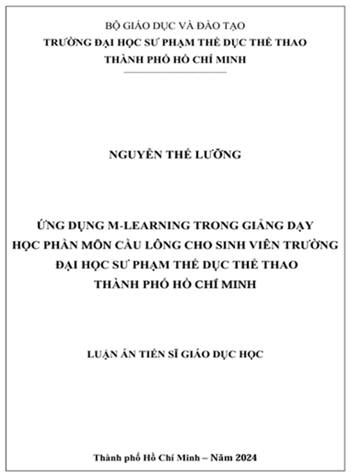 Luận án Ứng dụng M-Learning trong giảng dạy học phần môn cầu lông cho sinh viên trường Đại học Sư phạm Thể dục Thể thao Thành Phố Hồ Chí Minh