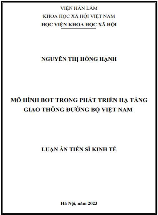 MÔ HÌNH BOT TRONG PHÁT TRIỂN HẠ TẦNG GIAO THÔNG ĐƯỜNG BỘ VIỆT NAM