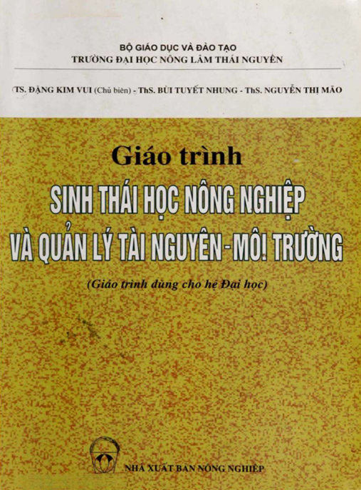 Tài Liệu Số Giáo Trình Sinh Thái Học Nông Nghiệp Và Quản Lý Tài Nguyên Môi Trường