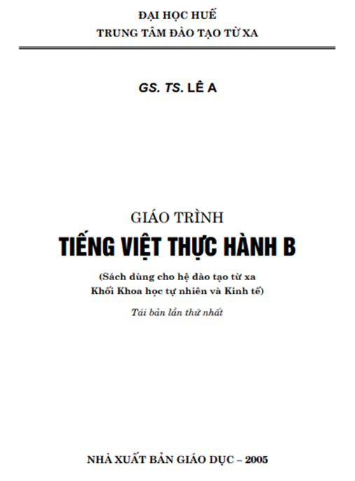 Tài Liệu Số Giáo Trình Tiếng Việt Thực Hành B