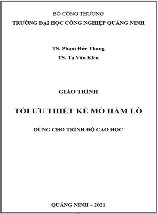 Tài Liệu Số Giáo trình Tối ưu thiết kế mỏ hầm lò – Phần 1