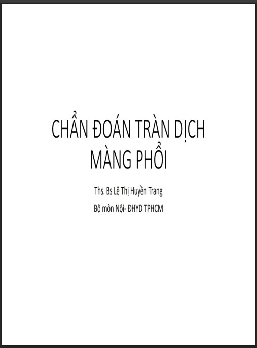 Tài Liệu Số Bài giảng Chẩn đoán tràn dịch màng phổi