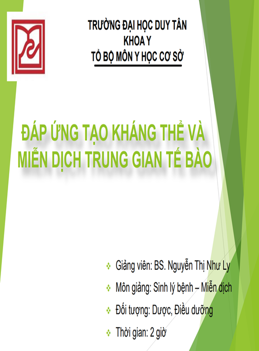 Tài Liệu Số Bài giảng Đáp ứng tạo kháng thể và miễn dịch trung gian tế bào