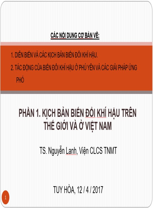 Tài Liệu Số Bài giảng Kịch bản biến đổi khí hậu trên thế giới và ở Việt Nam