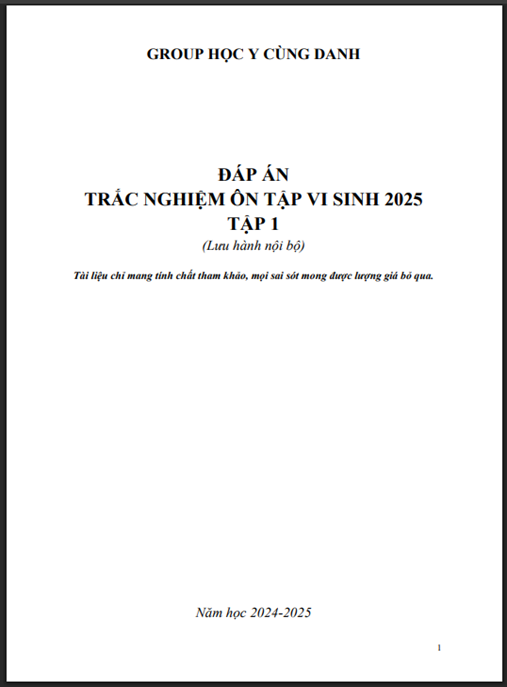Tài Liệu Số Câu hỏi trắc nghiệm ôn tập Vi sinh năm 2025 có đáp án
