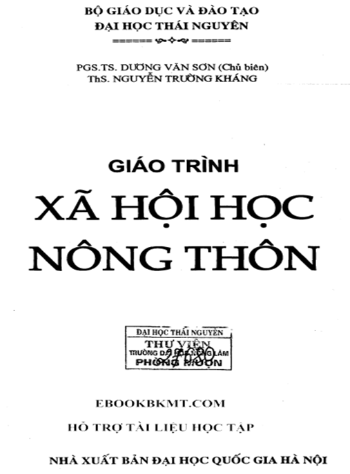 Tài Liệu Số Giáo Trình Xã Hội Học Nông Thôn