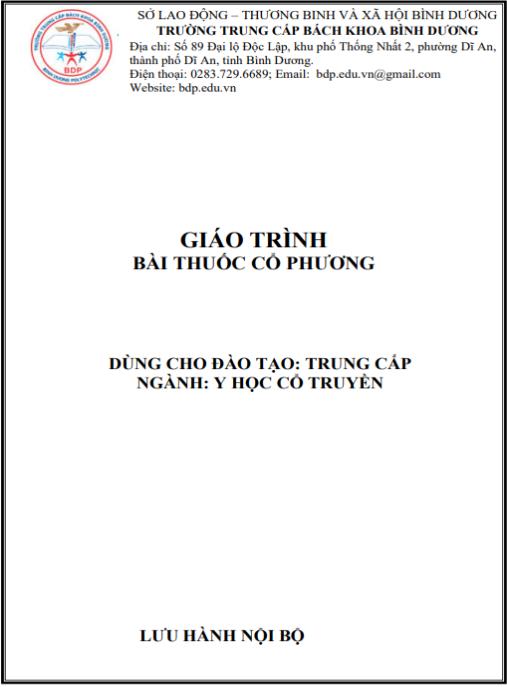 Tài liệu số Giáo trình Bài thuốc cổ phương