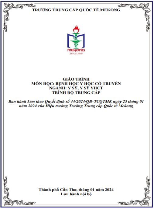 Tài liệu số Giáo trình Bệnh học Y học cổ truyền
