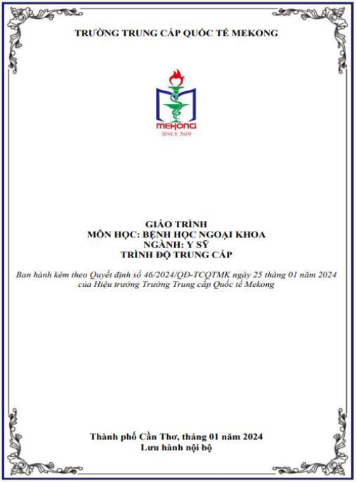 Tài liệu số Giáo trình Bệnh học ngoại khoa
