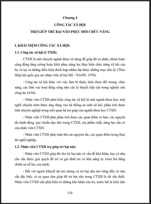 Tài liệu số Giáo trình Công tác xã hội trong lĩnh vực phục hồi chức năng cho trẻ bại não Phần 2