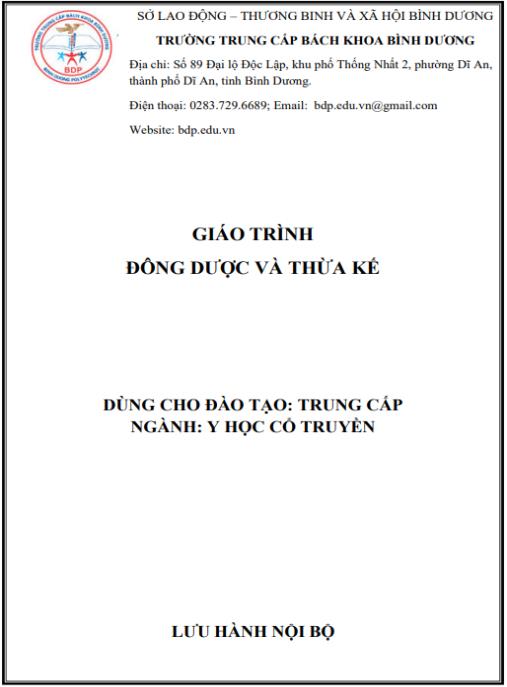Tài liệu số Giáo trình Đông dược và thừa kế