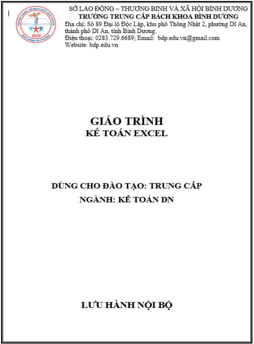 Tài liệu số Giáo trình Kế toán Excel