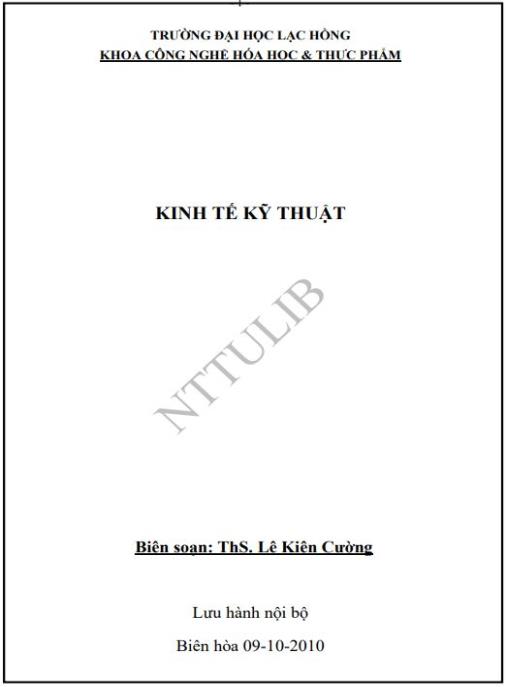 Tài liệu số Giáo trình Kinh tế kỹ thuật