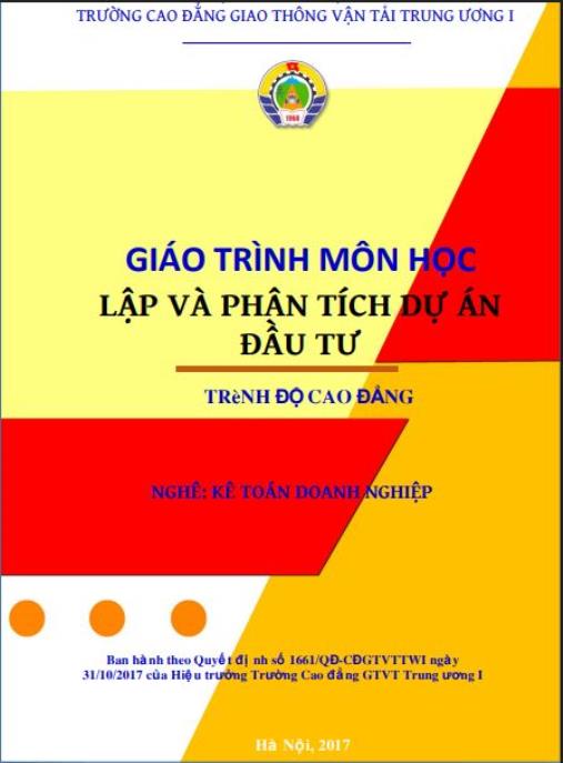 Tài liệu số Giáo trình Lập và phân tích dự án đầu tư