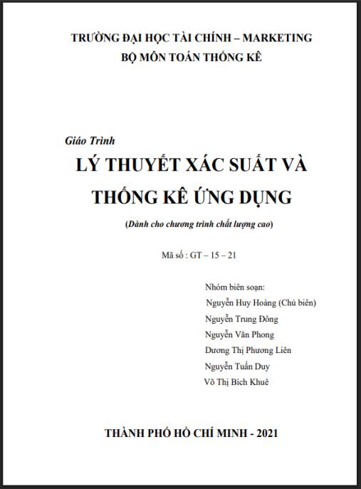 Tài liệu số Giáo trình Lý thuyết xác suất và thống kê ứng dụng (Dành cho chương trình chất lượng cao)