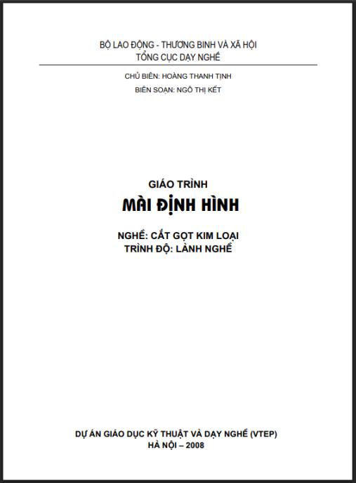 Tài liệu số Giáo trình Mài định hình (Nghề Cắt gọt kim loại)
