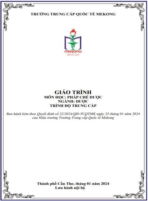 Tài liệu số Giáo trình Pháp chế dược