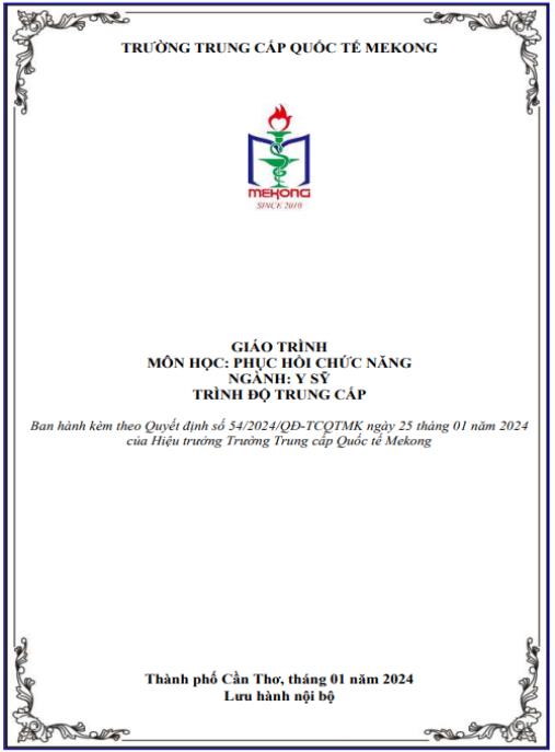 Tài liệu số Giáo trình Phục hồi chức năng