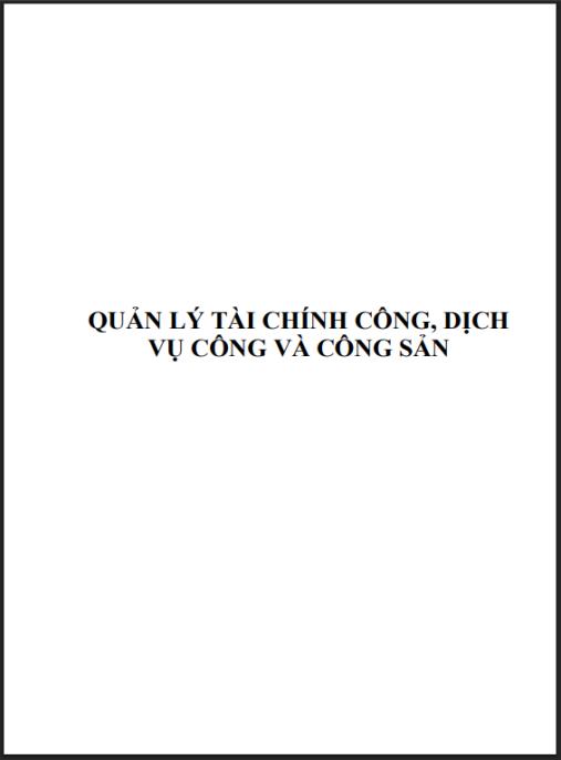 Tài liệu số Giáo trình Quản lý tài chính công, dịch vụ công và công sản