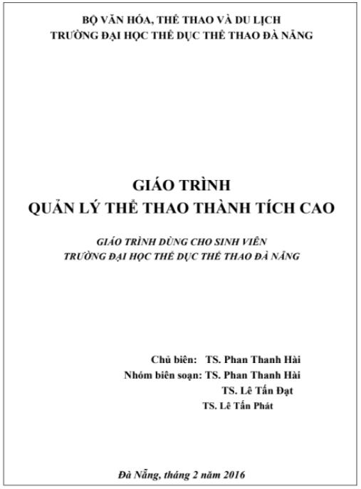 Tài liệu số Giáo trình Quản lý thể thao thành tích cao