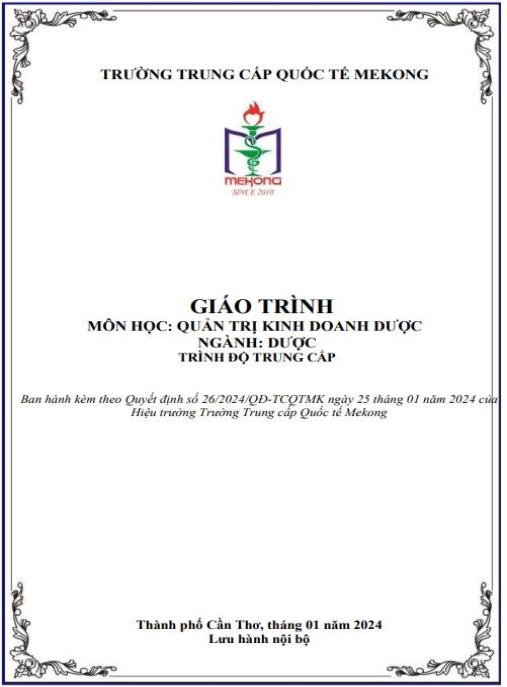 Tài liệu số Giáo trình Quản trị kinh doanh dược