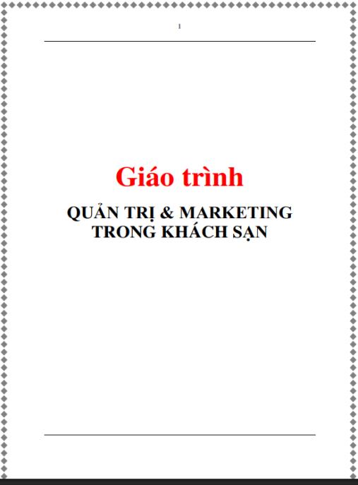 Tài liệu số Giáo trình Quản trị và Marketing trong khách sạn