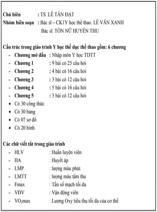 Tài liệu số Giáo trình Y học thể dục thể thao