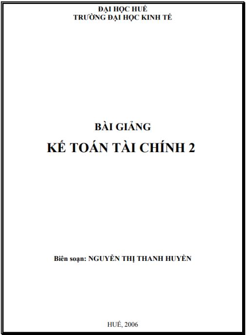 Tài liệu số Giáo trình học về kế toán tài chính