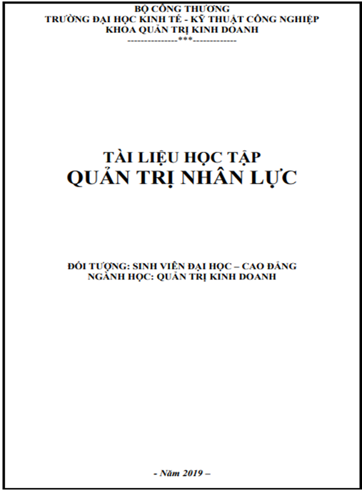 Tài liệu số học tập Quản trị nhân lực